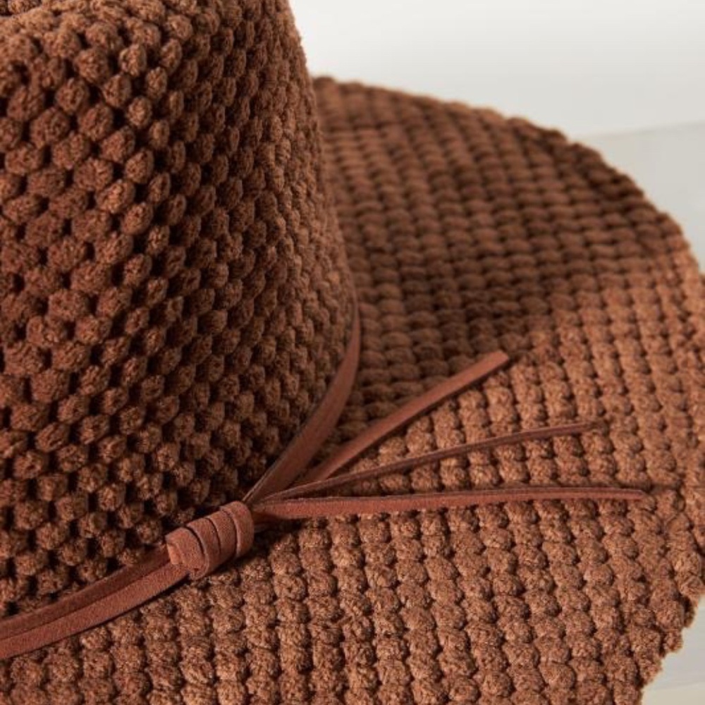 NWT Anthropologie Brown Terry Textured Rancher Hat - Picture 2 of 10